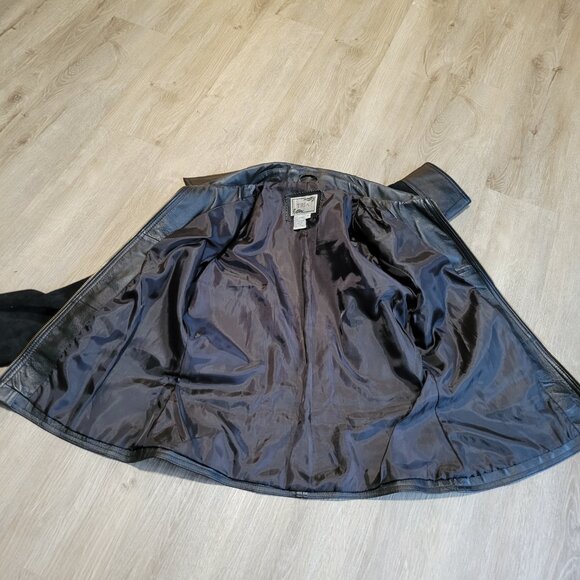 TRIA Women's Black Leather Jacket Zip Suede And Leather Size Medium Lined EUC - Picture 3 of 14